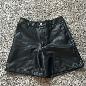 Black Leather Women Shorts